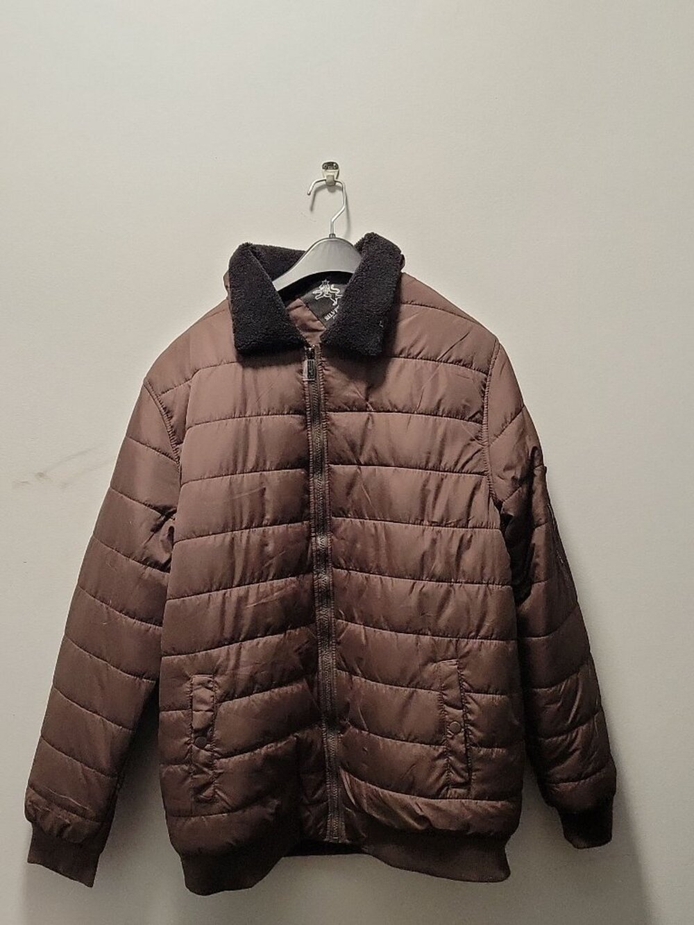 Silverstone Mens Puffer xxl Jacket - cozy warm , brown, nwt, faux fur, ski, hike